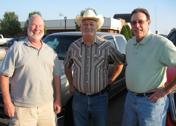 Good Looking Group
Danny decided to link up both with Terry Stuber (left) and Geary Burrows (right) for a solid BS session between redleg brothers.  
We met for a Supper, along with our wives in Altus, NM on Sept 16, 2011.   Terry and his wife were on their way to NM.  We had a ball telling  on each other.
