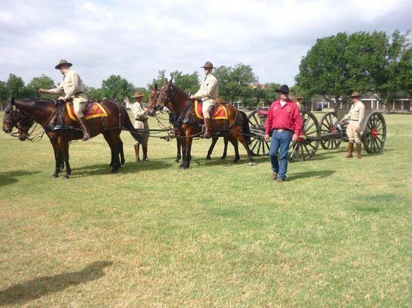 Reunion Photos - Dave Price
The reunion agenda included an invitation to a retirement ceremony on the Old Post grounds...a great historic site at Ft. Sill.  The horse-drawn caisson passes in review.
