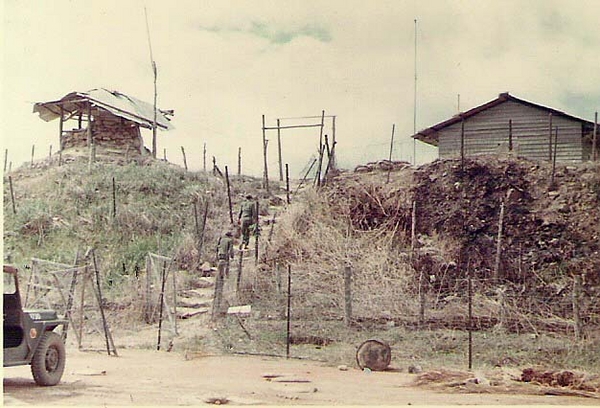 The ARVN / CIDG Compound
Located on a hill mass on Hwy 19 in the vicinity of the infamous Mang Giang Pass, this was a radio relay station inhabited by civilians and their families.  This compound was a source of constant aggravation.
