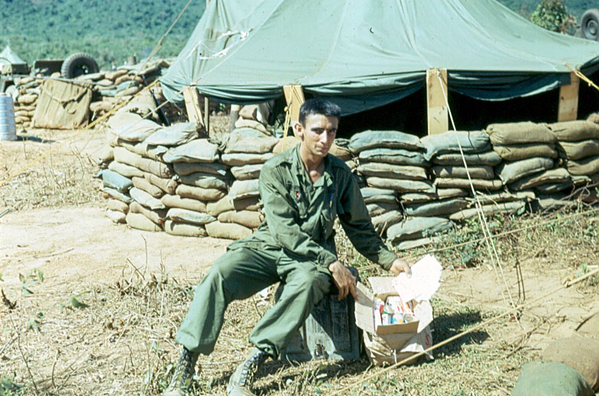 LZ English
Greatest moment of any day in Nam...mail call and a package from home.
