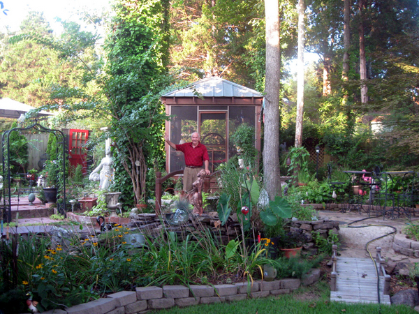 HA!  I liked Vietnam so much that I created my own personal jungle here at home.
Actually, this is Don's backyard that he and wife Barb created over a period of several years and has won several awards from his home city of Bartlett, TN.
