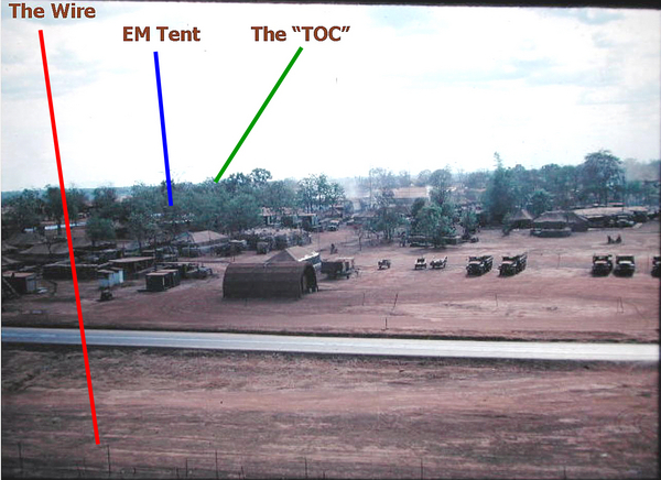 FSB Oasis
Points of interest: The wire, the EM tents, the TOC.
We didn't have many visitors, except for the VC and NVA.

