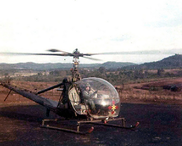 First Helo Ride
My first helicopter ride ever in Vietnam was in an OH-23 Hiller, also known as the "bubble" chopper.
