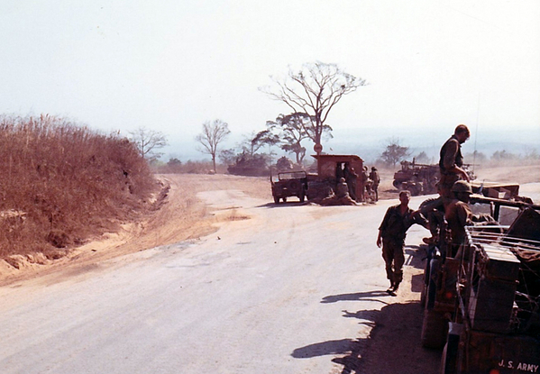 January, 1969.  Enroute to Oasis
January, 1969.   If you take the road to the left, you are heading south to Ban Me Thout. If you go right, you are going to the Oasis.
