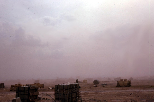 Plenty of dust
This is generally what it looks like when a CH-47 brings in a slingload of supplies.
