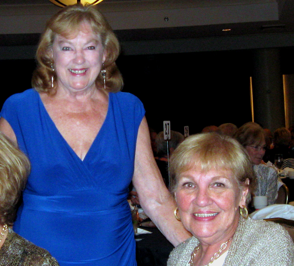 Saturday Evening Banquet
Pat Haddock, in a bright, shiny blue dress, poses with Barb Keith.
